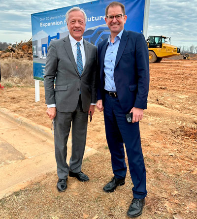 Mayor James Allen Joines (Winston-Salem) and CEO Dr Marc Wucherer (Ziehl-Abegg). Mayor James Allen Joines (Winston-Salem) and CEO Dr Marc Wucherer (Ziehl-Abegg).