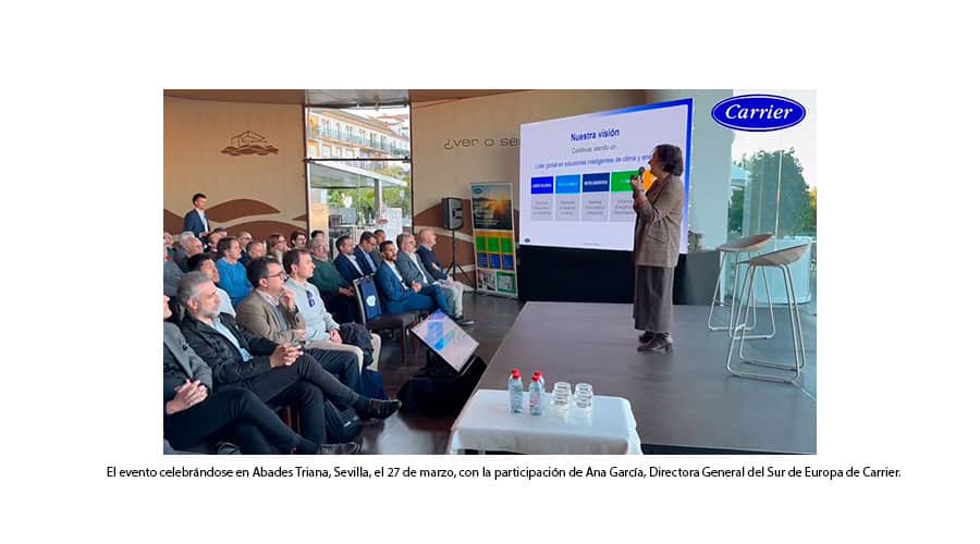 El evento celebrándose en Abades Triana, Sevilla, el 27 de marzo, con la participación de Ana García, Directora General del Sur de Europa de Carrier.