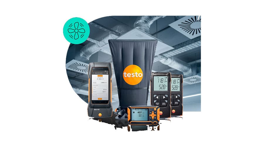 Ventilación bajo control. Datos registrados en App testo Smart e informes